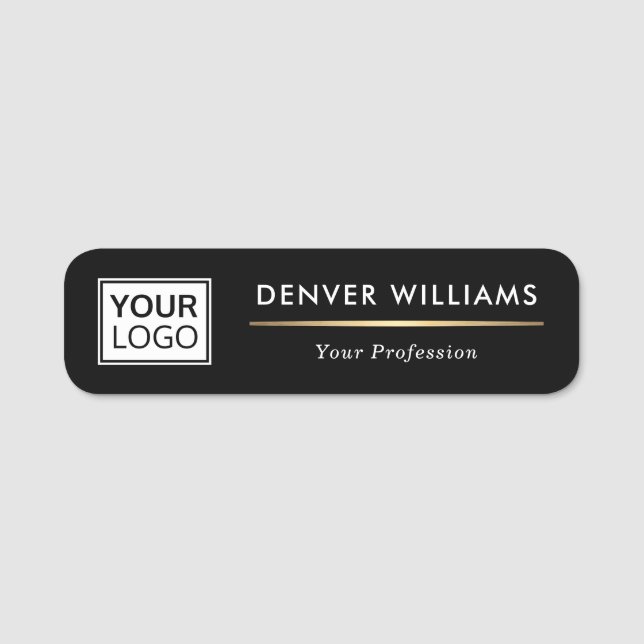 Elegant black golden gradient divider name logo tag (Front)