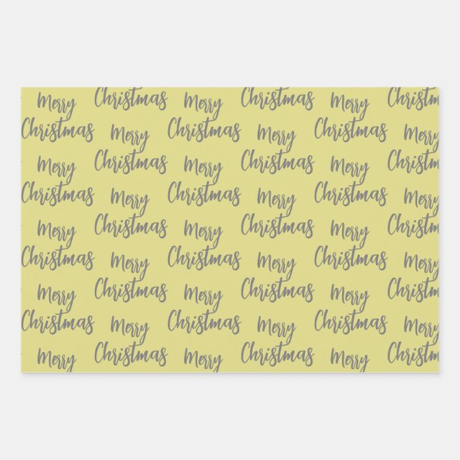 Elegant Black Golden Merry Christmas Tree Pattern Wrapping Paper Sheet (Front)