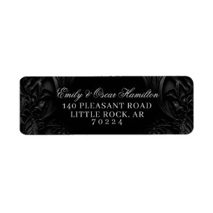 Elegant Black Gothic Damask Moody Return Address Label