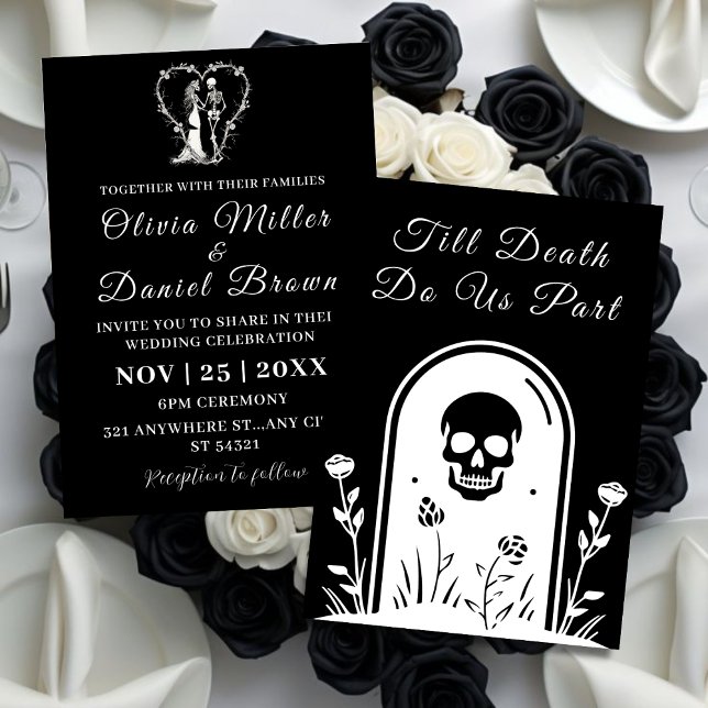 Elegant Black Gothic Till Death Do Us Part Wedding Invitation (Creator Uploaded)