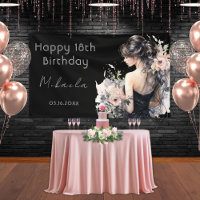 Elegant Black Gown 18th Birthday Welcome Banner