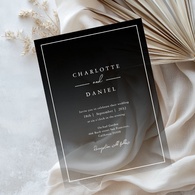 Elegant Black Gradient Acrylic Wedding Invitations (Elegant Urban Grey Gradient Acrylic Wedding Acryli Acrylic Invitations)