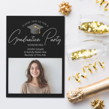 Elegant Black Graduate Photo Graduation Party