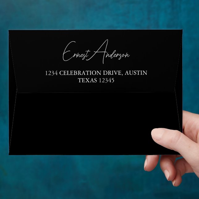 Elegant Black Graduation Class of 2026 Envelope (Hand)