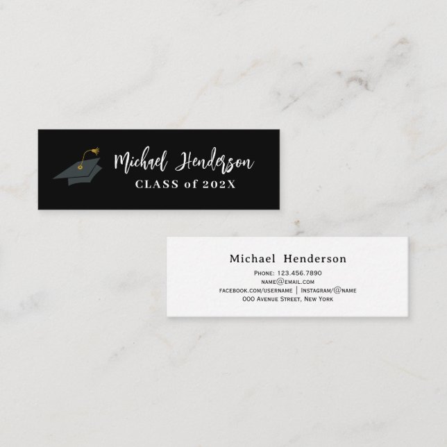 elegant black graduation name insert card (Front/Back)