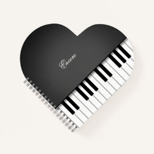 Elegant Black Grand Piano Music Keyboard Custom Notebook