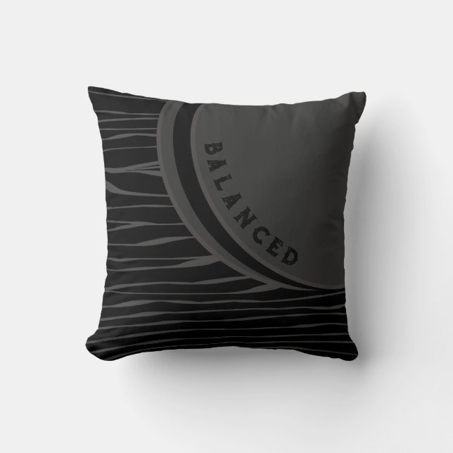 Elegant Black Grey Abstract Typography Balanced Cushion (Front)