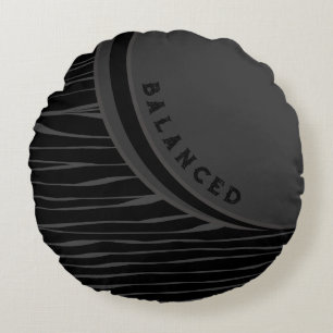 Elegant Black Grey Abstract Typography Balanced Round Cushion