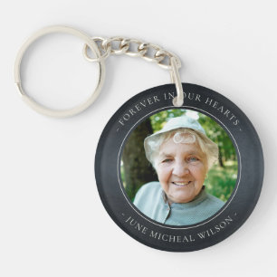 Elegant Black Grey Foil Sympathy Memorial Photo Ke Key Ring