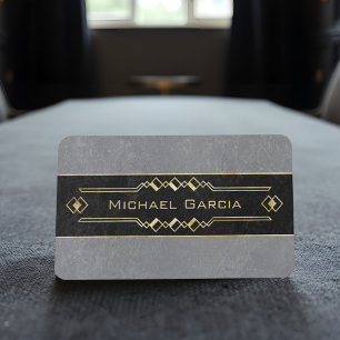 Elegant Black Grey Gold Art Deco Legal, Financial  Business Card