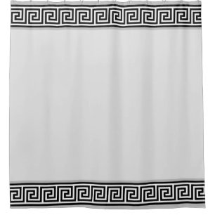 Elegant Black & Grey Greek Vector on Light Grey Shower Curtain