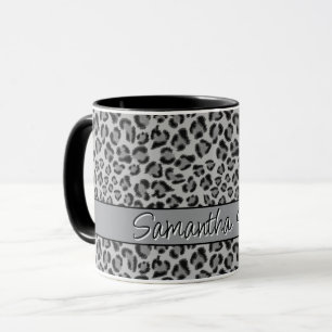 Elegant Black grey Leopard cheetah pattern Mug