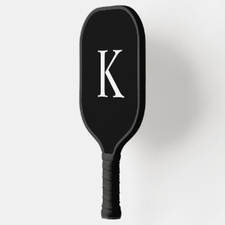 Elegant black &grey  monogram initial pickleball paddle