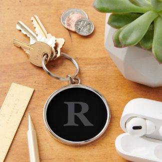 Elegant Black &grey Monogram Key Ring