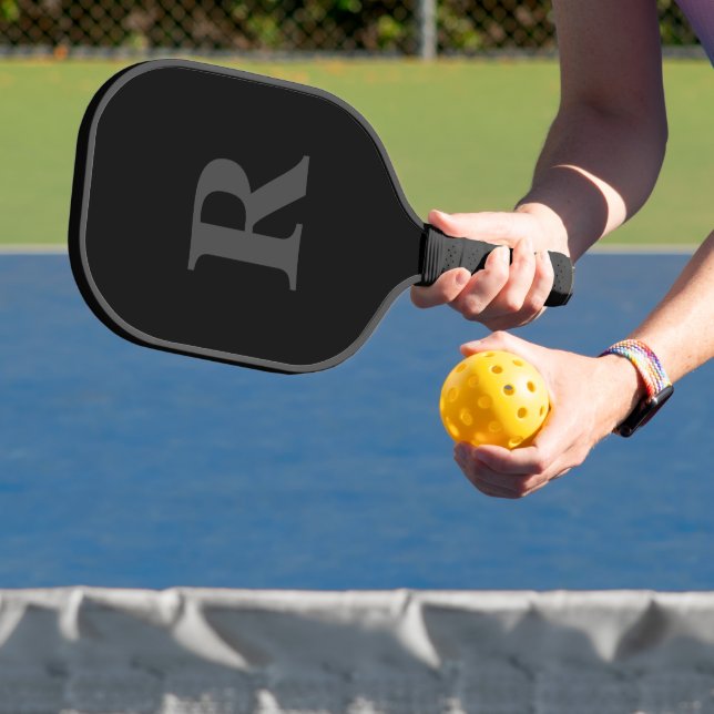 Elegant Black &grey Monogram  Pickleball Paddle (Insitu)