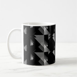 Elegant Black Grey Triangle Geometrical Patterned  Coffee Mug