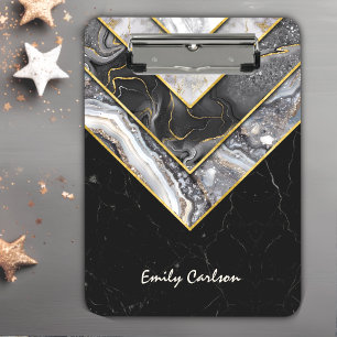 Elegant black grey unique geometric  clipboard