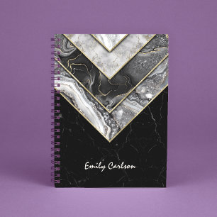 Elegant black grey unique geometric sketchbook notebook