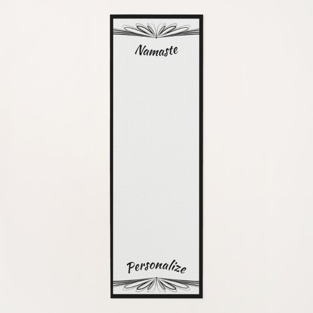 Elegant Black Grey Zen Yoga Namaste Personalised Mat (Front)