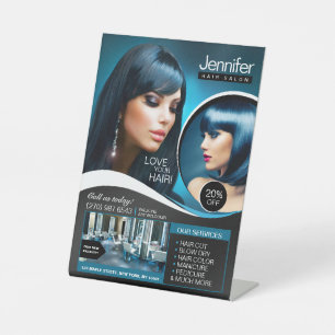 Elegant Black Hair Salon, Beauty Salon Pedestal Sign