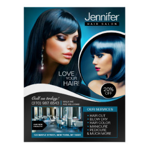 Elegant Black Hair Salon (Glossy Finish) Poster