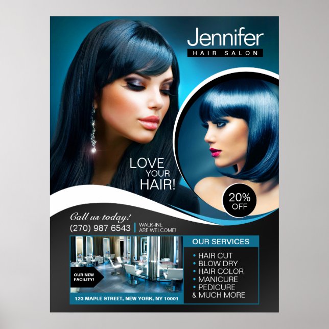 Elegant Black Hair Salon Poster (Front)