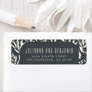 Elegant Black Hand Painted Floral Return Address Label