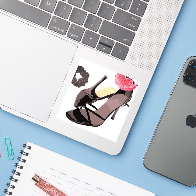 Elegant Black Heels & Carnation Art – Classy Femin (Laptop w/ iPhone)