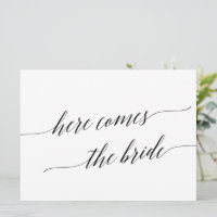 Elegant Black Here Comes the Bride Sign Invitation