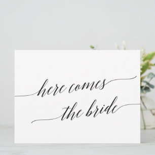 Elegant Black Here Comes the Bride Sign Invitation
