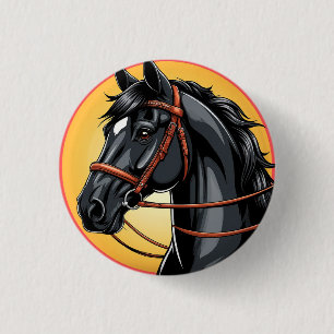 Elegant Black Horse Portrait 3 Cm Round Badge