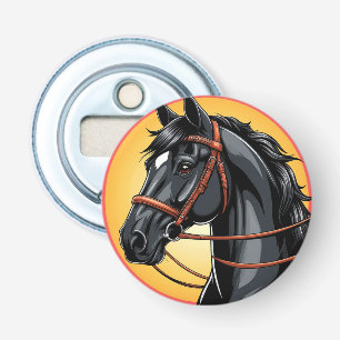 Elegant Black Horse Portrait Bottle Opener