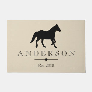 Elegant Black Horse Silhouette   Personalised Doormat