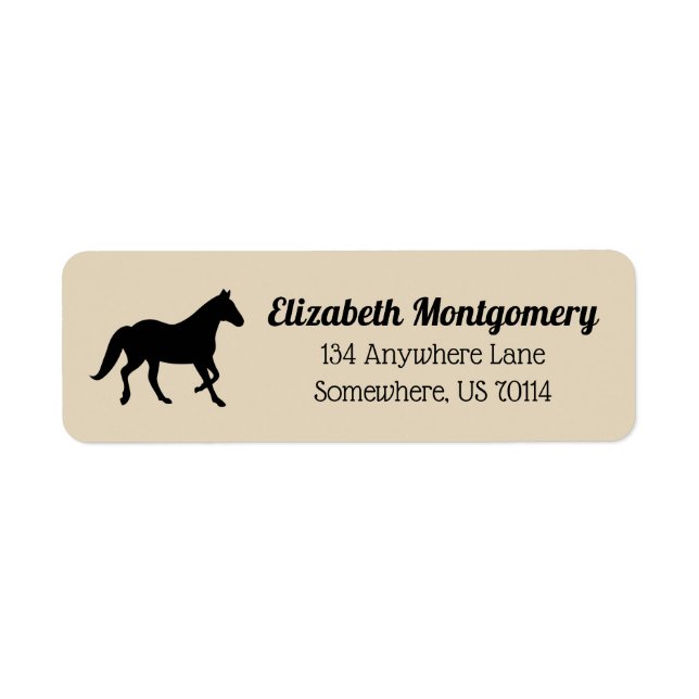 Elegant Black Horse Silhouette | Personalised Return Address Label (Front)