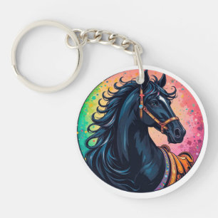 🐎Elegant Black Horse Vibrant Colour Key Accessory Ring