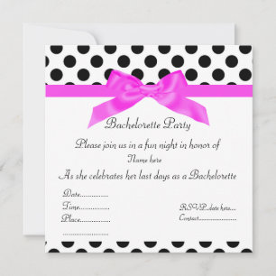 ELEGANT BLACK & HOT PINK DOT BACHELORETTE INVITE