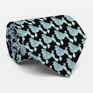 Elegant Black & Ice Blue Poodle Tie