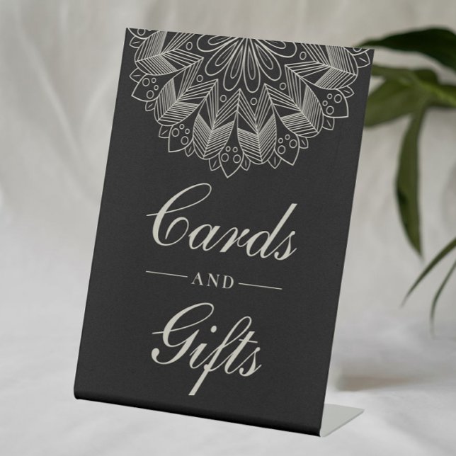 Elegant Black Indian Boho Wedding Gifts & Cards Pedestal Sign (Creator Uploaded)