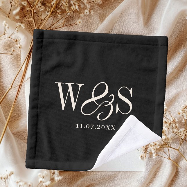 Elegant black initial wedding couples wash cloth (Creator Uploaded)