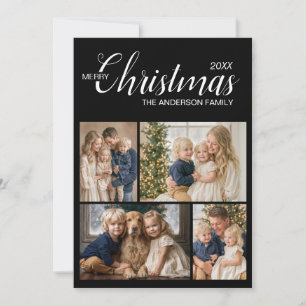 Elegant Black Ivory Multi Photo Christmas Holiday Card
