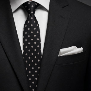 Elegant Black & Ivory Polka Dot Jacquard Seamless Tie