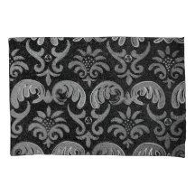 ELEGANT BLACK JACQUARD PRINT Throw Pillow