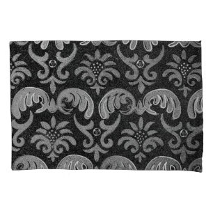ELEGANT BLACK JACQUARD PRINT Throw Pillow Pillowcase