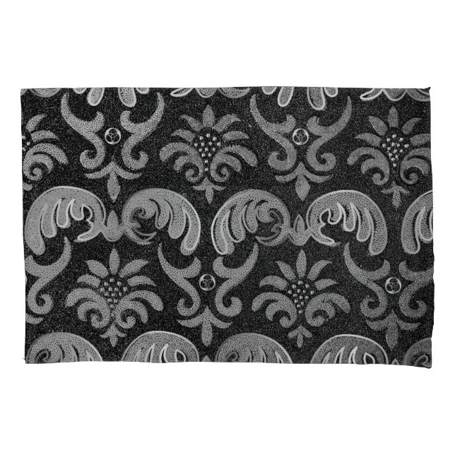 ELEGANT BLACK JACQUARD PRINT Throw Pillow Pillowcase (Front)