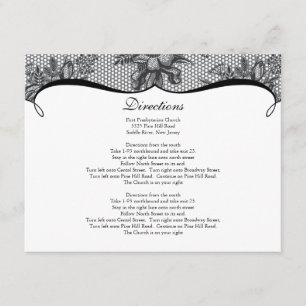 Elegant Black Lace Direction Card