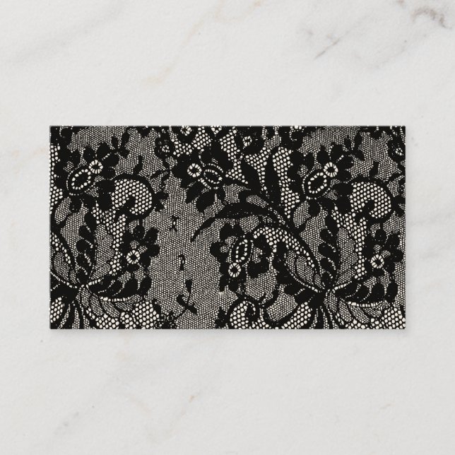 Elegant Black Lace Floral  Business Card (Front)