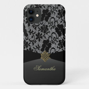 Elegant Black Lace Personalized iPhone Case