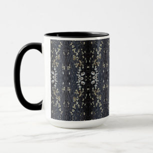 Elegant Black Lace Tree Bark Patterned Mug