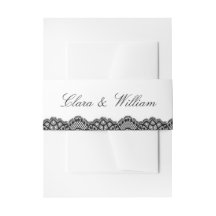 Elegant Black Lace Vintage Script Wedding