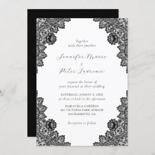 Elegant Black Lace Wedding Invitation